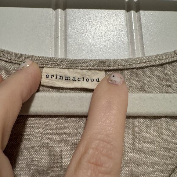 Erin Macleod Linen Tunic Top Oatmeal Color Side Slits Boxy Oversized Size XL - Picture 4 of 6